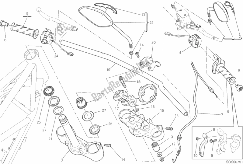 Todas las partes para Manillar Y Controles de Ducati Scrambler Icon Thailand USA 803 2016